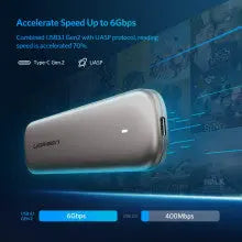 UGREEN M.2 SATA SSD Enclosure USB 3.0 5Gbps Aluminum Tool-Free External Case NGFF 2230 2242 2260 2280 Portable (60355)