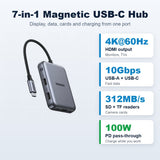 UGREEN 65759 magnetic 7-in-1 hub: 4K60 HDMI, 10Gbps, 312MB/s SD/TF, 100W PD