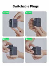 Four steps to switch the plug head on the UGREEN 65W travel charger