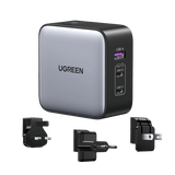 UGREEN Nexode CD296 65W 3-port GaN travel charger 90409 with US, UK and EU plug heads