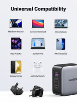 UGREEN 65W charger works with MacBook, Lenovo laptops, Chromebook, iPad, Surface Pro, iPhone and Galaxy