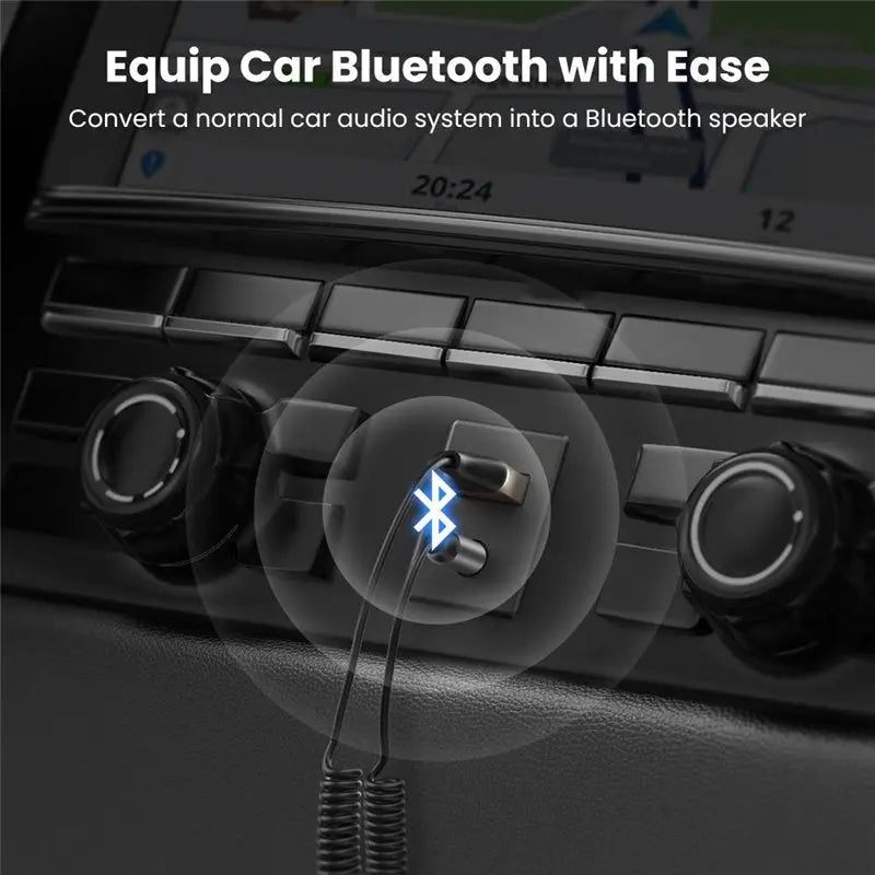 UGREEN Bluetooth 5.3 Car AUX Receiver 3.5mm Wireless Audio Adapter Hands-Free Calling HiFi Music Streaming (70601)
