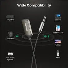 UGREEN Bluetooth 5.3 Car AUX Receiver 3.5mm Wireless Audio Adapter Hands-Free Calling HiFi Music Streaming (70601)