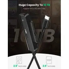 UGREEN SATA to USB-C Adapter Cable USB 3.1 Gen 2 6Gbps External Hard Drive Converter 2.5" SSD HDD Samsung WD (70610)