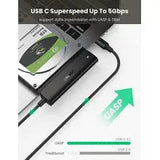 UGREEN SATA to USB-C Adapter Cable USB 3.1 Gen 2 6Gbps External Hard Drive Converter 2.5" SSD HDD Samsung WD (70610)