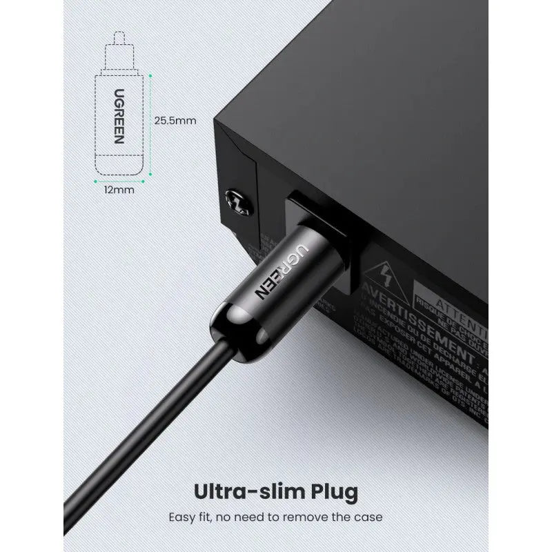 Ugreen 1m Toslink Male to Male ফাইবার অপটিক্যাল অডিও কেবল S/PDIF, ADAT's, Dolby Digital এবং DTS সাপোর্ট করে যা Toslink পোর্টের সাথে সামঞ্জস্যপূর্ণ, যেমন CD/Blu-Ray/DVD প্লেয়ার এবং গেম কনসোল (70890) 
