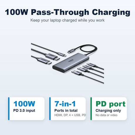 UGREEN CM498 75902 USB-C hub 100W PD pass-through charging
