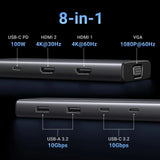 UGREEN 8 इन 1 USB C 4K डॉकिंग स्टेशन डुअल मॉनिटर, ट्रिपल डिस्प्ले USB C हब 2 HDMI, VGA, 2 USB A&amp;C 3.2 पोर्ट, 100W PD, डॉक के साथ MacBook, Dell, HP, Lenovo, Surface आदि के लिए कम्पैटिबल (35588)