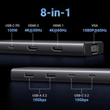 UGREEN 8 in 1 USB C 4K Docking Station Dual Monitor, Triple Display USB C Hub with 2 HDMI, VGA, 2 USB A&C 3.2 Ports, 100W PD, Dock Compatible for MacBook, Dell, HP, Lenovo, Surface etc (35588) - Ugreen India
