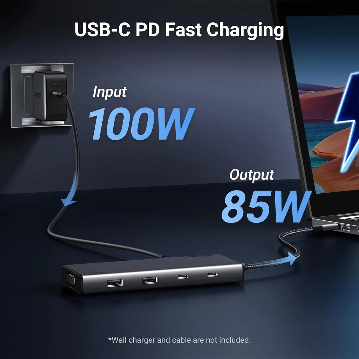 UGREEN 8 in 1 USB C 4K Docking Station Dual Monitor, Triple Display USB C Hub with 2 HDMI, VGA, 2 USB A&C 3.2 Ports, 100W PD, Dock Compatible for MacBook, Dell, HP, Lenovo, Surface etc (35588) - Ugreen India