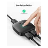 UGREEN 2 In 1 Out HDMI সুইচার সাপোর্ট 4K@60Hz 3D HD 1080P ফায়ার স্টিক, Xbox, PS3/PS4, Roku, ব্লু-রে প্লেয়ার, HDTV, প্রজেক্টর, ডিসপ্লে মনিটরের জন্য সামঞ্জস্যপূর্ণ (80126) 
