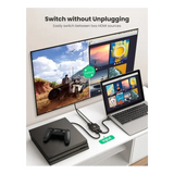 UGREEN 2 In 1 Out HDMI সুইচার সাপোর্ট 4K@60Hz 3D HD 1080P ফায়ার স্টিক, Xbox, PS3/PS4, Roku, ব্লু-রে প্লেয়ার, HDTV, প্রজেক্টর, ডিসপ্লে মনিটরের জন্য সামঞ্জস্যপূর্ণ (80126) 