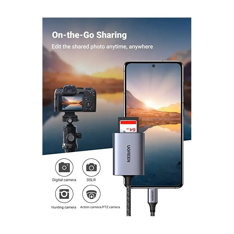 UGREEN 2-in-1 USB C Micro SD Card Reader With Aluminum Case 2TB Capacity for TF SD Micro SD SDXC SDHC MMC RS-MMC Micro SDXC UHS-I Cards for PC Laptop Mac iPad Android Tablet Phone etc. (80888) - Ugreen India