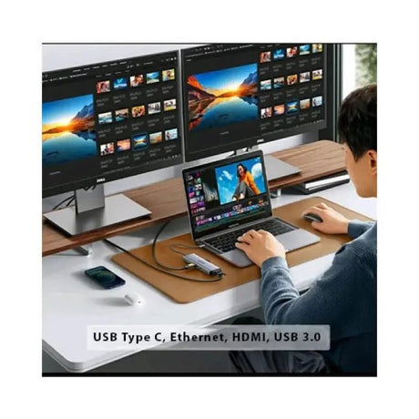 UGREEN 9 - in - 1 USB C Docking Station with 4K HDMI, 100W PD Charging, 5Gbps USB 3.0 Ports, SD/TF Card Reader, Gigabit Ethernet, Audio Jack – Multiport USB C Hub Compatible with MacBook, Windows Laptop, Chromebook (15600) - Ugreen India