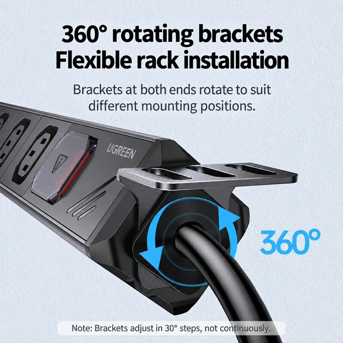 UGREEN 90519 rotating rack-mount bracket detail