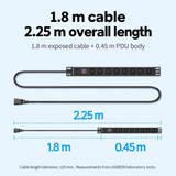 UGREEN 90519 PDU cord and housing dimensions