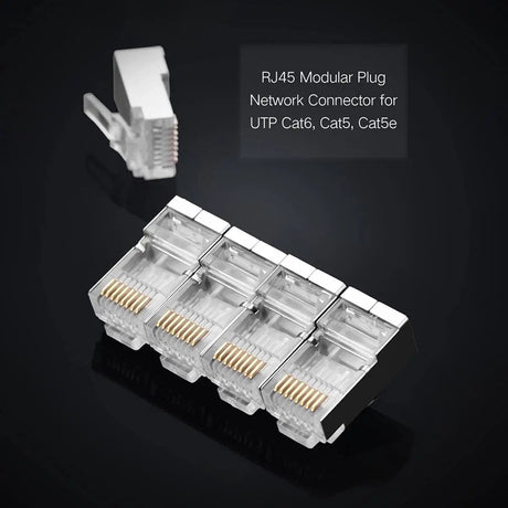 UGREEN Cat 6 Shielded RJ45 Connectors, 100 - Pack Crystal Head Plugs, Gold - Plated, STP Modular Network Cable Ends for Solid & Stranded Ethernet Cable, High Speed LAN Internet (50248) - Ugreen India
