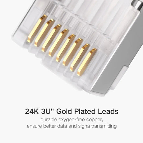 UGREEN Cat 6 Shielded RJ45 Connectors, 100 - Pack Crystal Head Plugs, Gold - Plated, STP Modular Network Cable Ends for Solid & Stranded Ethernet Cable, High Speed LAN Internet (50248) - Ugreen India