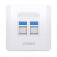 UGREEN Dual Port Wall Plate, 2 - Port Keystone Faceplate with Standard Size, Compatible with RJ45 Cat6 Cat5e Ethernet, Audio, Video, and HDMI Keystone Jacks for Home, Office, Network Setup (80182) - Ugreen India
