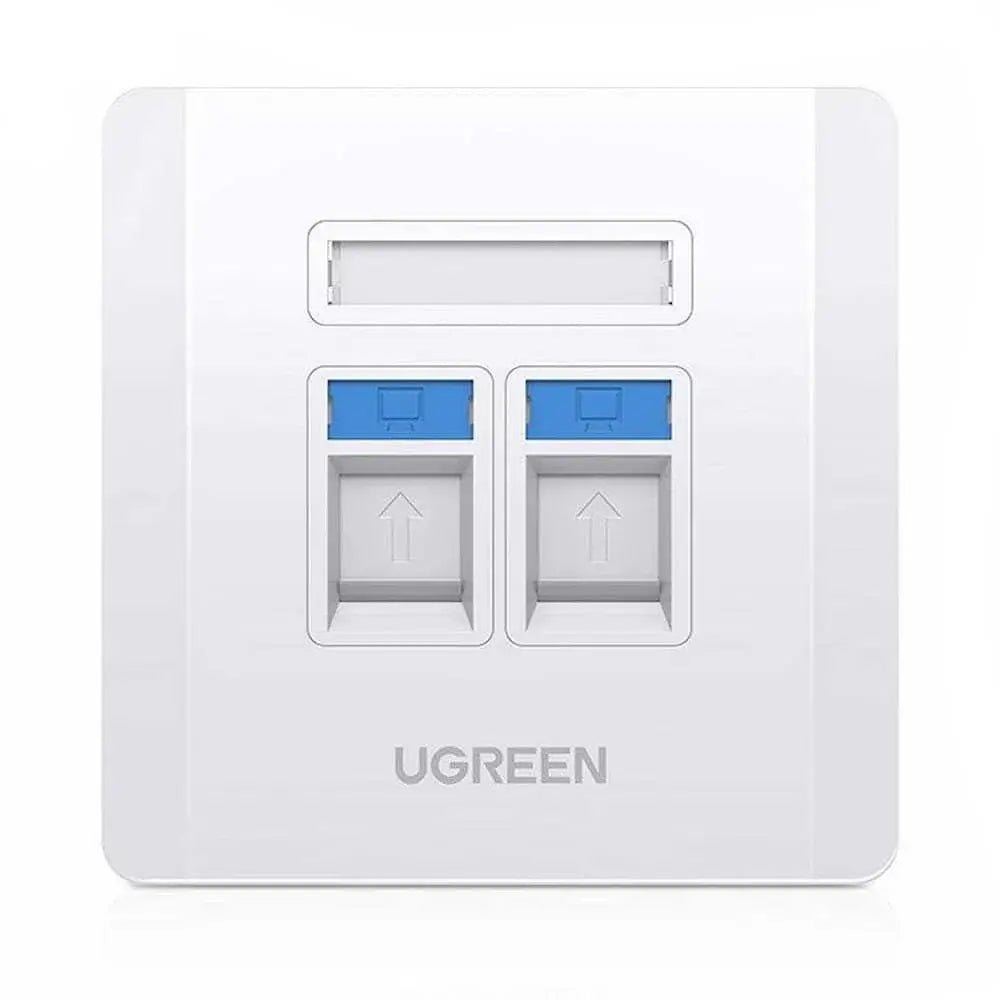 UGREEN Dual Port Wall Plate, 2 - Port Keystone Faceplate with Standard Size, Compatible with RJ45 Cat6 Cat5e Ethernet, Audio, Video, and HDMI Keystone Jacks for Home, Office, Network Setup (80182) - Ugreen India