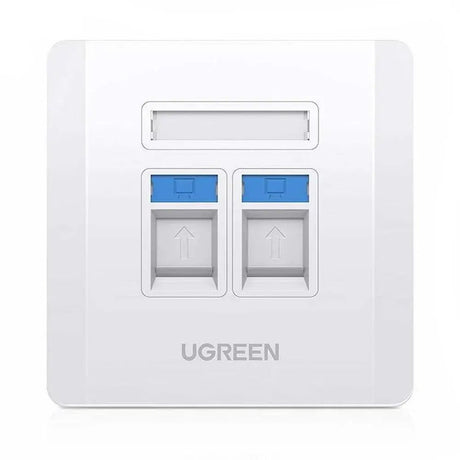 UGREEN Dual Port Wall Plate, 2 - Port Keystone Faceplate with Standard Size, Compatible with RJ45 Cat6 Cat5e Ethernet, Audio, Video, and HDMI Keystone Jacks for Home, Office, Network Setup (80182) - Ugreen India