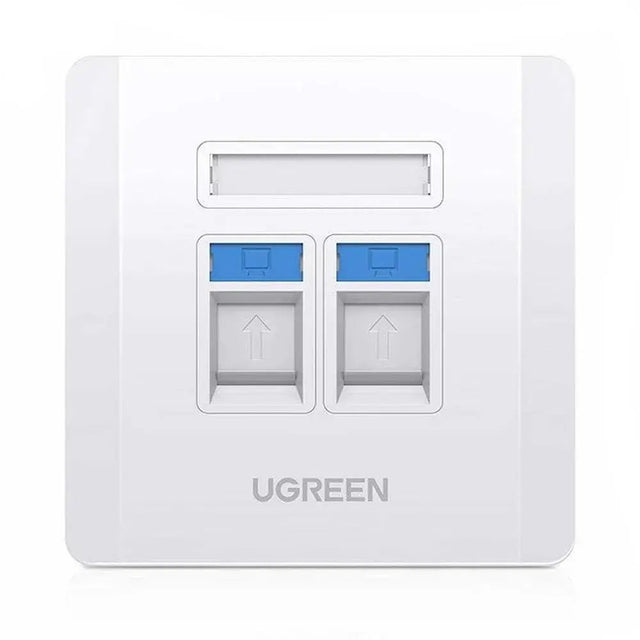 UGREEN Dual Port Wall Plate, 2 - Port Keystone Faceplate with Standard Size, Compatible with RJ45 Cat6 Cat5e Ethernet, Audio, Video, and HDMI Keystone Jacks for Home, Office, Network Setup (80182) - Ugreen India