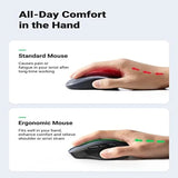 UGREEN Ergonomic 5 - Level 6 Buttons Silent 2.4G Wireless Optical Mouse With Nano Receiver, 4000 DPI - Black (90545) - Ugreen India
