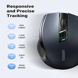 UGREEN Ergonomic 5 - Level 6 Buttons Silent 2.4G Wireless Optical Mouse With Nano Receiver, 4000 DPI - Black (90545) - Ugreen India