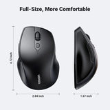 UGREEN Ergonomic Silent 2.4GHz Wireless Bluetooth 5.0 Optical Mouse With USB Receiver, 4000 DPI Compatible with Mac PC Laptop Tablet - Black (90395) - Ugreen India
