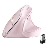 UGREEN Ergonomic Wireless Vertical Mouse, 2.4G & Bluetooth Dual Mode, 4000 DPI, 57° Vertical Angle Silent Mouse for Laptop,Tablet,PC, Pink (65666)