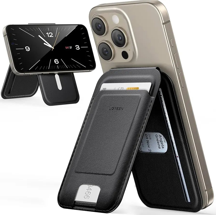 UGREEN for Magsafe Wallet, Magnetic Phone Wallet Compatible for iPhone, Adjustable Magnetic Wallet Stand Compatible with iPhone 16/15/14/13/12 Series (Mini Not Included), Black(45165) - Ugreen India