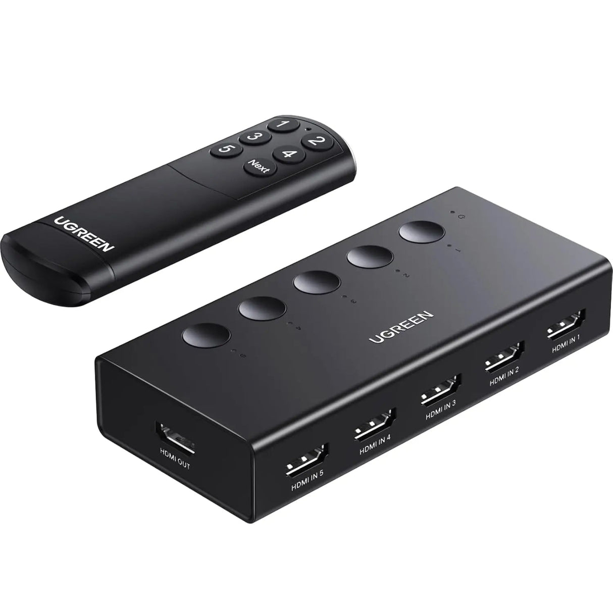 UGREEN HDMI Switch 5 in 1 Out 2.0 4K@60Hz Switcher with Remote 5 Port Selector Box Support 3D CEC HDR HDCP2.2 Compatible with PS5/4/3 Xbox Fire Stick, Black (90512) - Ugreen India