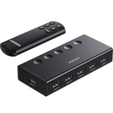 UGREEN HDMI Switch 5 in 1 Out 2.0 4K@60Hz Switcher with Remote 5 Port Selector Box Support 3D CEC HDR HDCP2.2 Compatible with PS5/4/3 Xbox Fire Stick, Black (90512) - Ugreen India