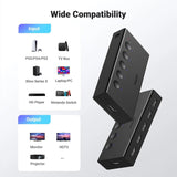 UGREEN HDMI Switch 5 in 1 Out 2.0 4K@60Hz Switcher with Remote 5 Port Selector Box Support 3D CEC HDR HDCP2.2 Compatible with PS5/4/3 Xbox Fire Stick, Black (90512) - Ugreen India