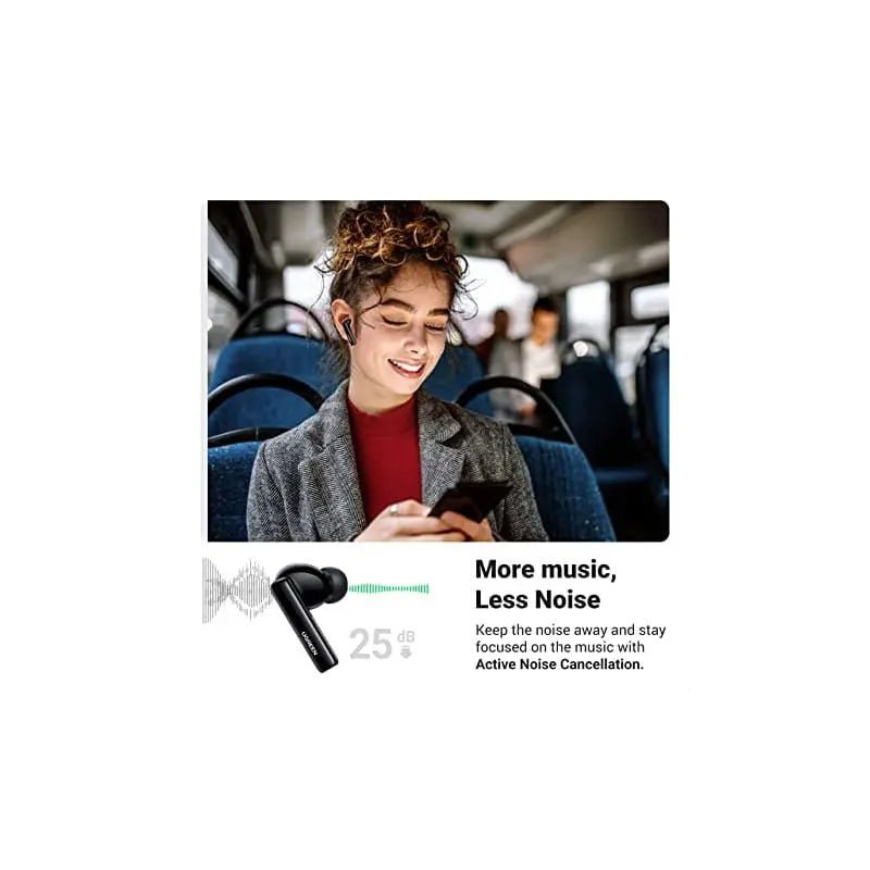 UGREEN HiTune T3 ANC Wireless Earbuds, Bluetooth 5.2 in - Ear Headphones with Active Noise Cancelling, Transparency Mode, Deep Bass, Clear Calls, Touch Control, 24H Playtime, USB - C Fast Charging – Black (90401) - Ugreen India