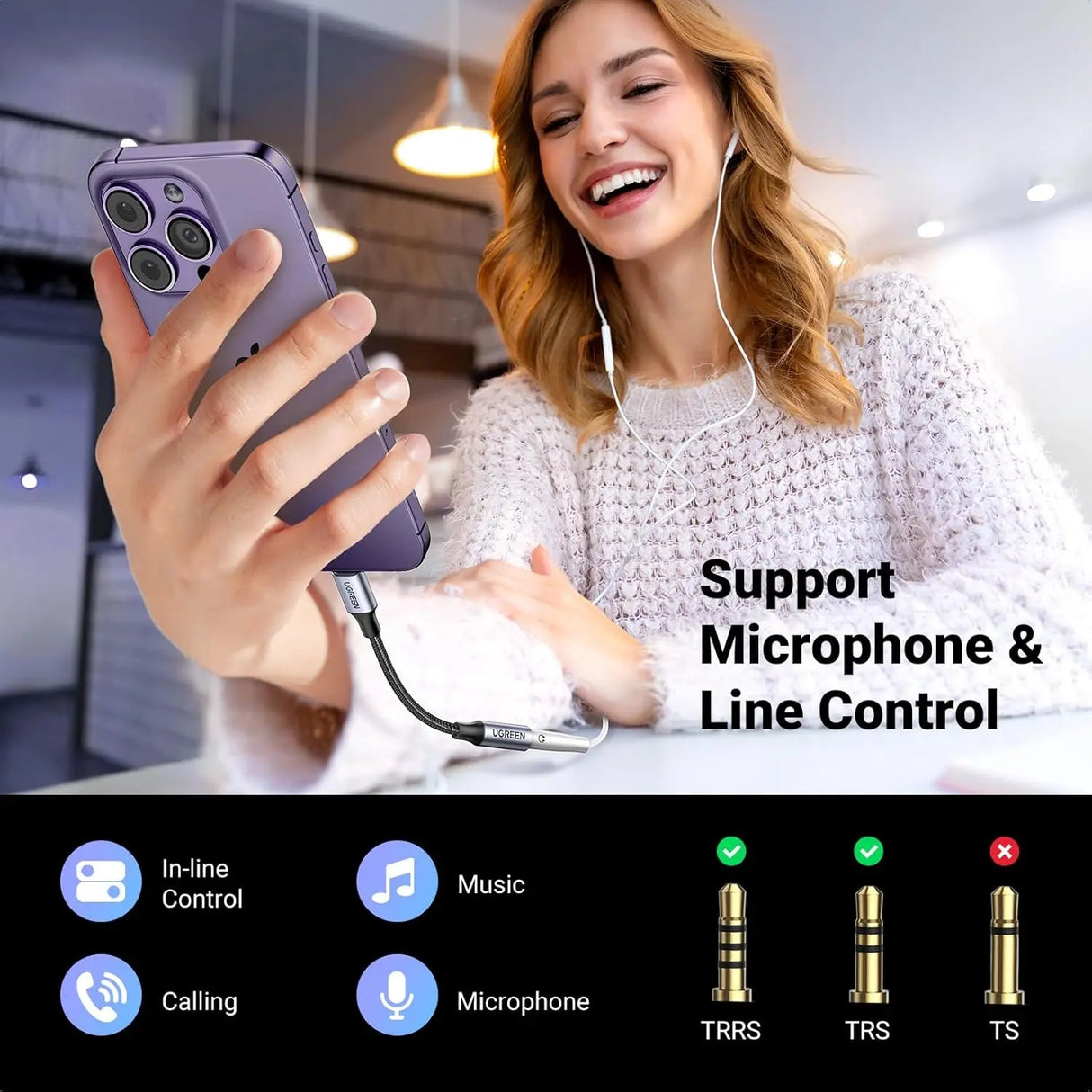 UGREEN Lightning Male to 3.5mm Female Jack Headphone Adapter [Apple MFi Certified/Aluminum Shell] Compatible for iPhone 11/11 Pro/11 Pro Max/X XR XS XS Max iPhone 7 7P 8 8P (30756) - Ugreen India