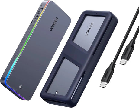 UGREEN M.2 NVMe SATA SSD Enclosure 20Gbps with RGB, USB C 3.2 Gen 2x2 M.2 Enclosure for M Key/B+M Key in 2230/2242/2260/2280, Compatible with MacBook 2024 M4, HP 14pro, iPhone 16 Pro Max, PS5, Switch (25665) - Ugreen India