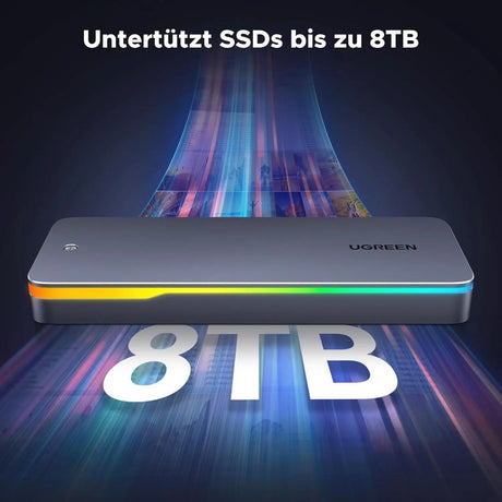 UGREEN M.2 NVMe SATA SSD Enclosure 20Gbps with RGB, USB C 3.2 Gen 2x2 M.2 Enclosure for M Key/B+M Key in 2230/2242/2260/2280, Compatible with MacBook 2024 M4, HP 14pro, iPhone 16 Pro Max, PS5, Switch (25665) - Ugreen India