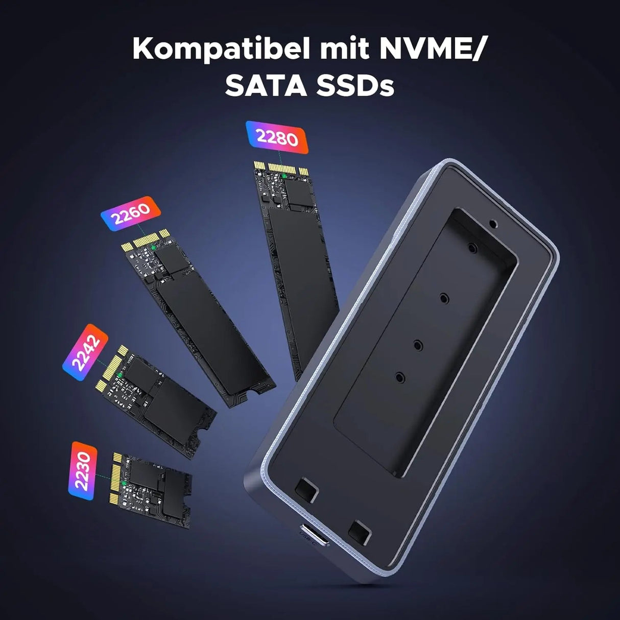 UGREEN M.2 NVMe SATA SSD Enclosure 20Gbps with RGB, USB C 3.2 Gen 2x2 M.2 Enclosure for M Key/B+M Key in 2230/2242/2260/2280, Compatible with MacBook 2024 M4, HP 14pro, iPhone 16 Pro Max, PS5, Switch (25665) - Ugreen India