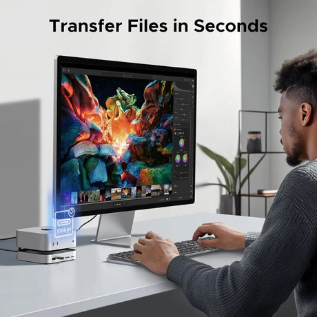 UGREEN Mac mini M4 Dock, 11 - in - 1 USB C Hub with 8TB M.2 NVMe Enclosure 10Gbps, 5X USB - A and 2X Type C Data Ports, SD/TF Card Slot, Docking Station & Stand for Mac mini M4/M4 Pro (65487) - Ugreen India