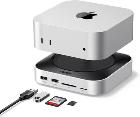 UGREEN Mac mini M4 Dock, 11 - in - 1 USB C Hub with 8TB M.2 NVMe Enclosure 10Gbps, 5X USB - A and 2X Type C Data Ports, SD/TF Card Slot, Docking Station & Stand for Mac mini M4/M4 Pro (65487) - Ugreen India