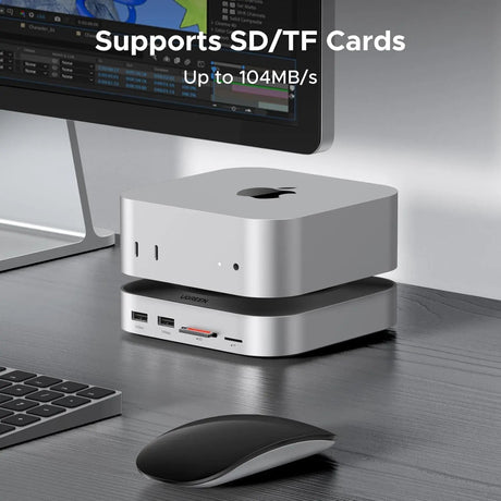 UGREEN Mac mini M4 Dock, 11 - in - 1 USB C Hub with 8TB M.2 NVMe Enclosure 10Gbps, 5X USB - A and 2X Type C Data Ports, SD/TF Card Slot, Docking Station & Stand for Mac mini M4/M4 Pro (65487) - Ugreen India