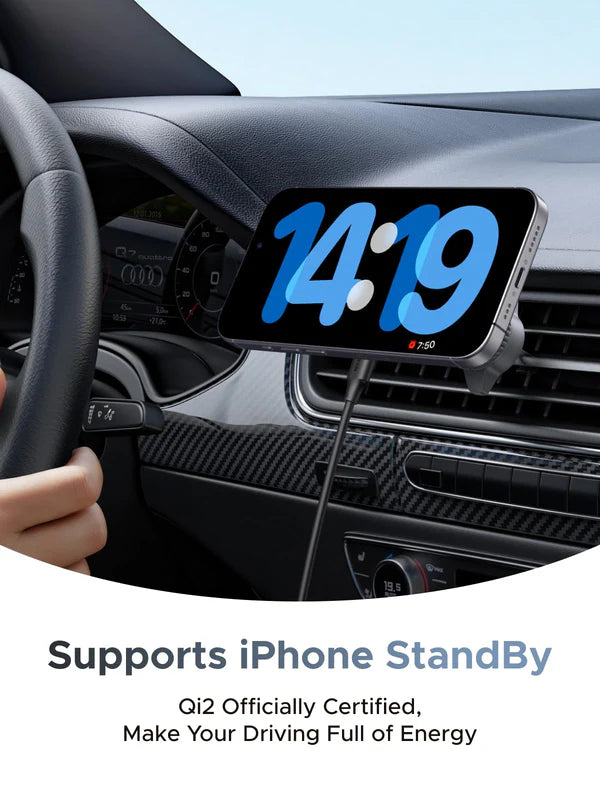 UGREEN 25W MagFlow Magnetic Wireless Car Charger (55967) – Qi2 & MagSafe Compatible Fast Charging Vent Mount