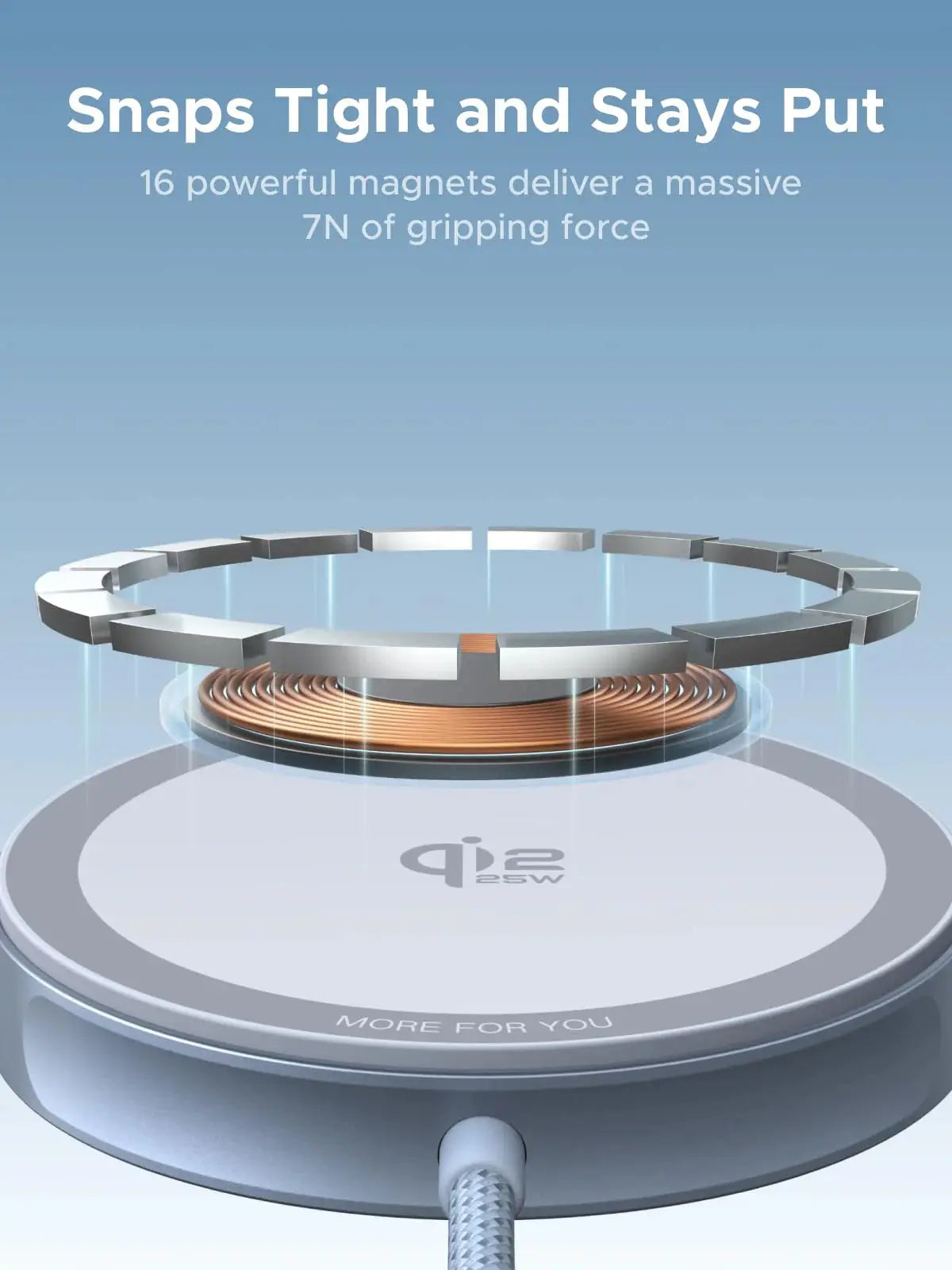 UGREEN MagFlow magnetic charging pad with 16 magnets and approximately 7N holding force