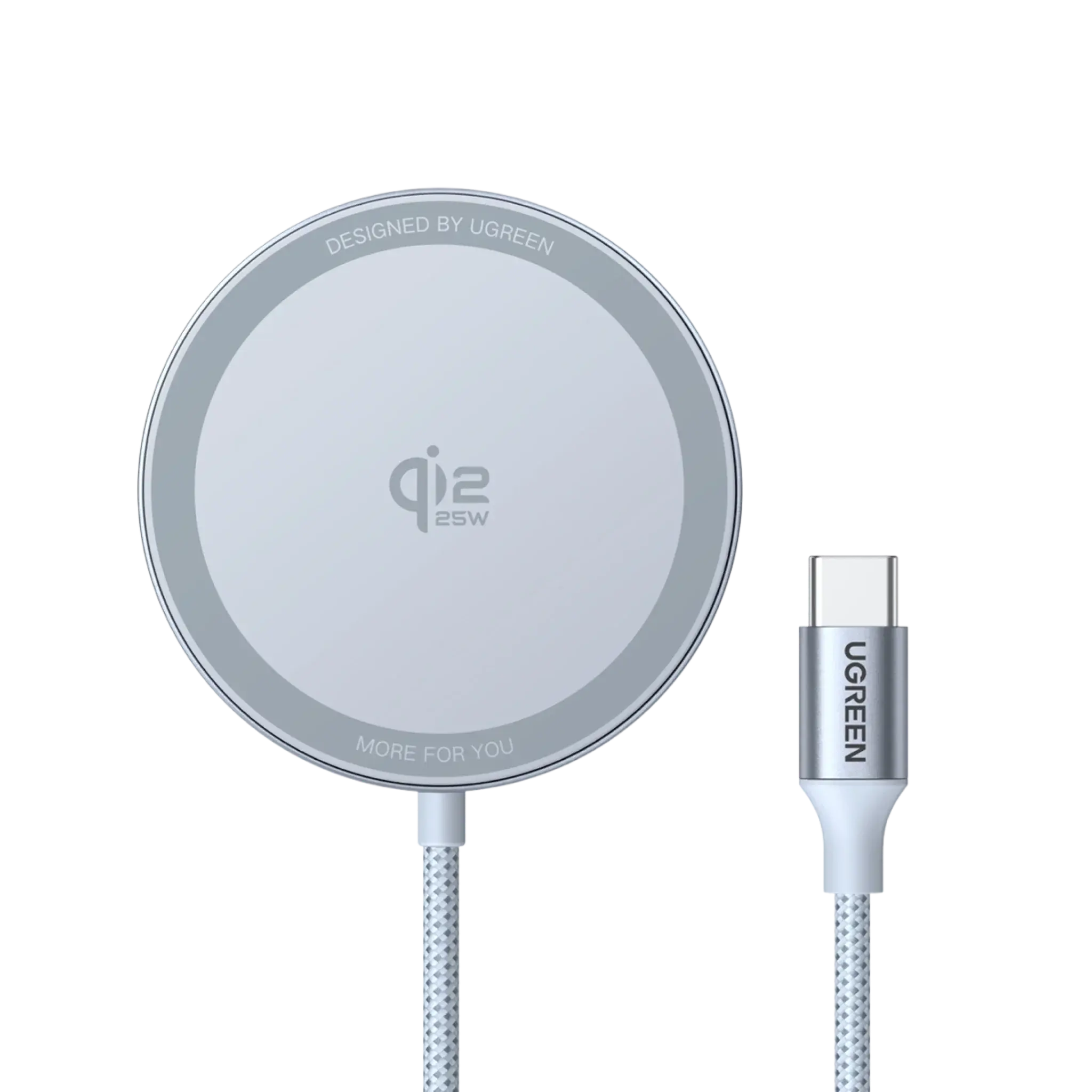 UGREEN MagFlow W753 Qi2.2 25W magnetic wireless charging pad with braided USB-C cable