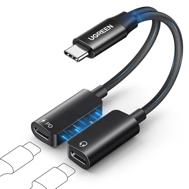 UGREEN Magnetic USB C Splitter 1 in 2 Out Dual USB C Headphone and Charger Type C Audio Adapter (45800) - Ugreen India
