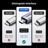 UGREEN Micro HDMI to HDMI 2.1 Adapter, 8K@60Hz 4K@240Hz Ultra HD Video Converter, Compatible with Camera, Raspberry Pi 4, Tablet, HDTV, Monitor, Projector, and More (65593) - Ugreen India