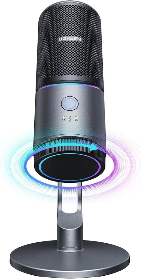 UGREEN Microphone for PC, USB Mic with RGB Lights, Mute Button, 24bit/96kHz, Cardioid Polar Pattern, Volume Control, Condenser Microphone for Streaming, Gaming, Podcasting, Recording, Laptop, PS5 (35629) - Ugreen India
