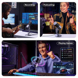 UGREEN Microphone for PC, USB Mic with RGB Lights, Mute Button, 24bit/96kHz, Cardioid Polar Pattern, Volume Control, Condenser Microphone for Streaming, Gaming, Podcasting, Recording, Laptop, PS5 (35629) - Ugreen India