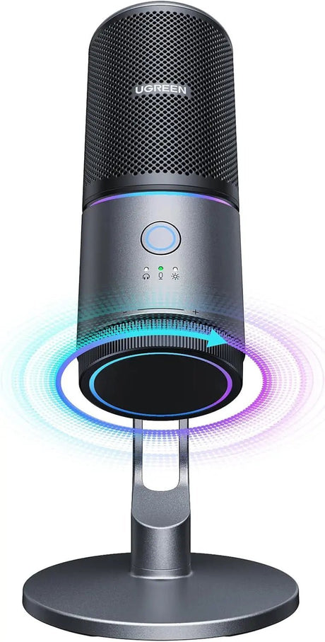 UGREEN Microphone for PC, USB Mic with RGB Lights, Mute Button, 24bit/96kHz, Cardioid Polar Pattern, Volume Control, Condenser Microphone for Streaming, Gaming, Podcasting, Recording, Laptop, PS5 (35629) - Ugreen India